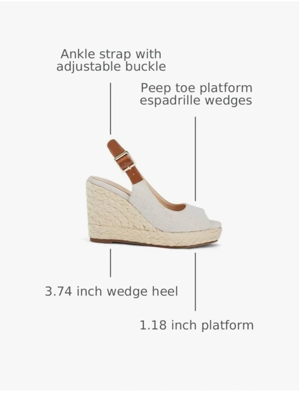 Women’s Ivory Espadrille Wedge Slingback Peep-Toe Sandal